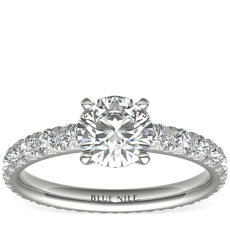 Blue Nile Studio French Pavé Diamond Eternity Engagement Ring in Platinum (1 ct. tw.)